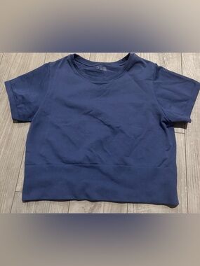 Offline by Aerie athletic Crewneck Navy Crop Top wide band bottom